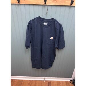 Carhartt K87 NVY Navy Blue Workwear Pocket‎ T-Shirt Mens Medium Loose Fit